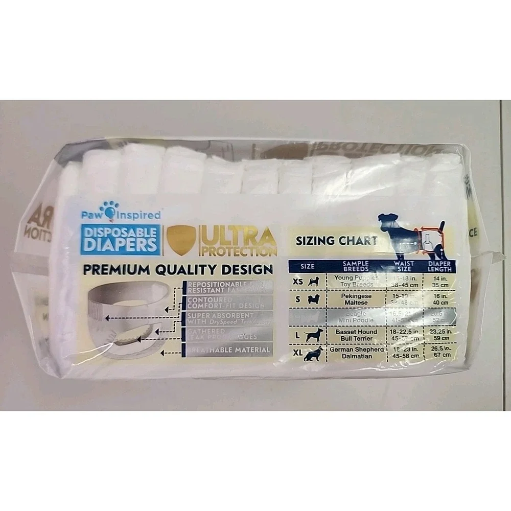 Paw Inspired Ultra Protection Disposable Diaper Sz M Dogs Pkg of 12, Training